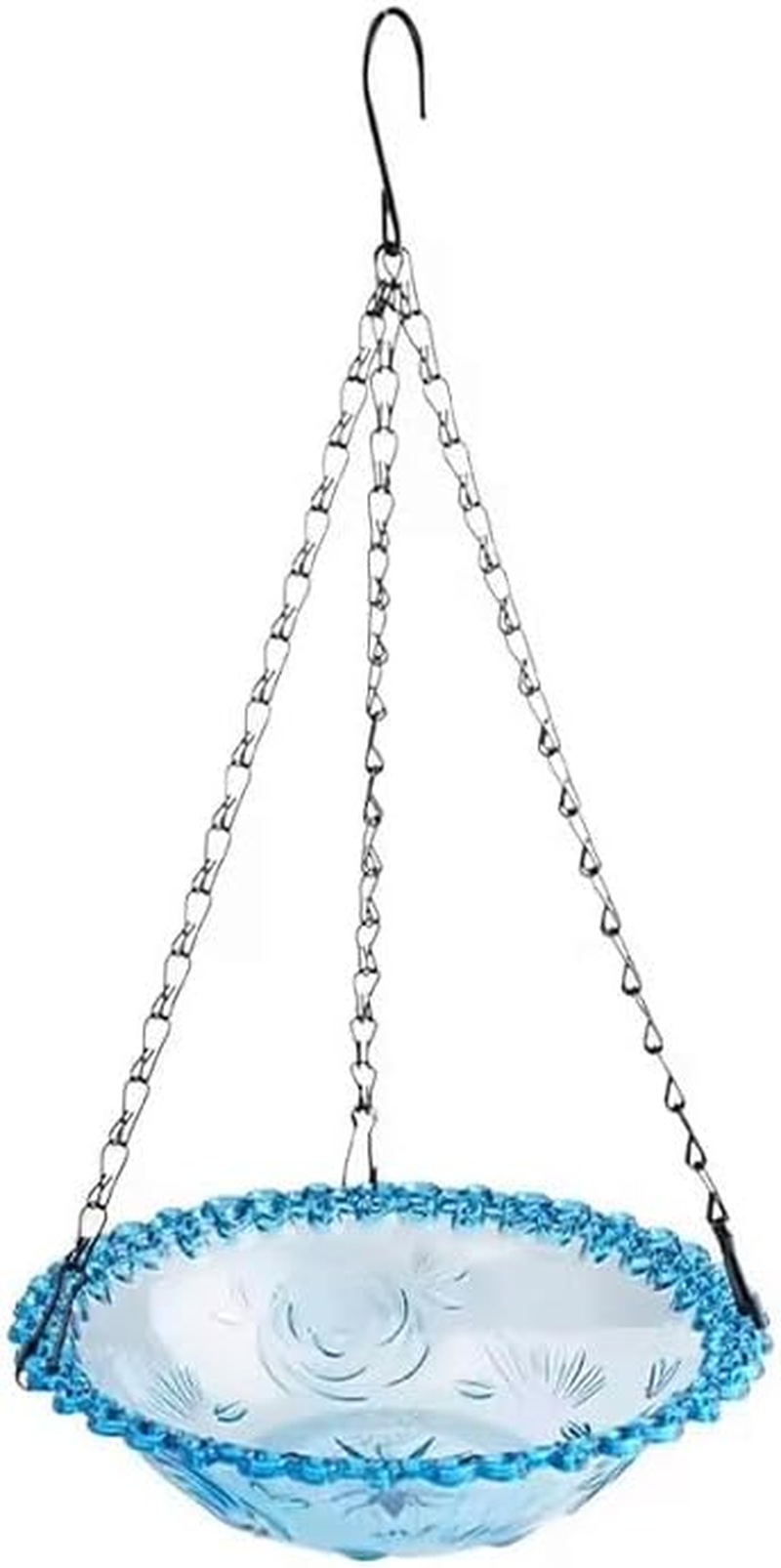 AIMALL Hanging Bird Bath & Feeder, Glass Bowl with Metal Chain, Outdoor Bird Water Feeder for Balcony, Garden, and Fence, Decorative Hanging Bird Tub
