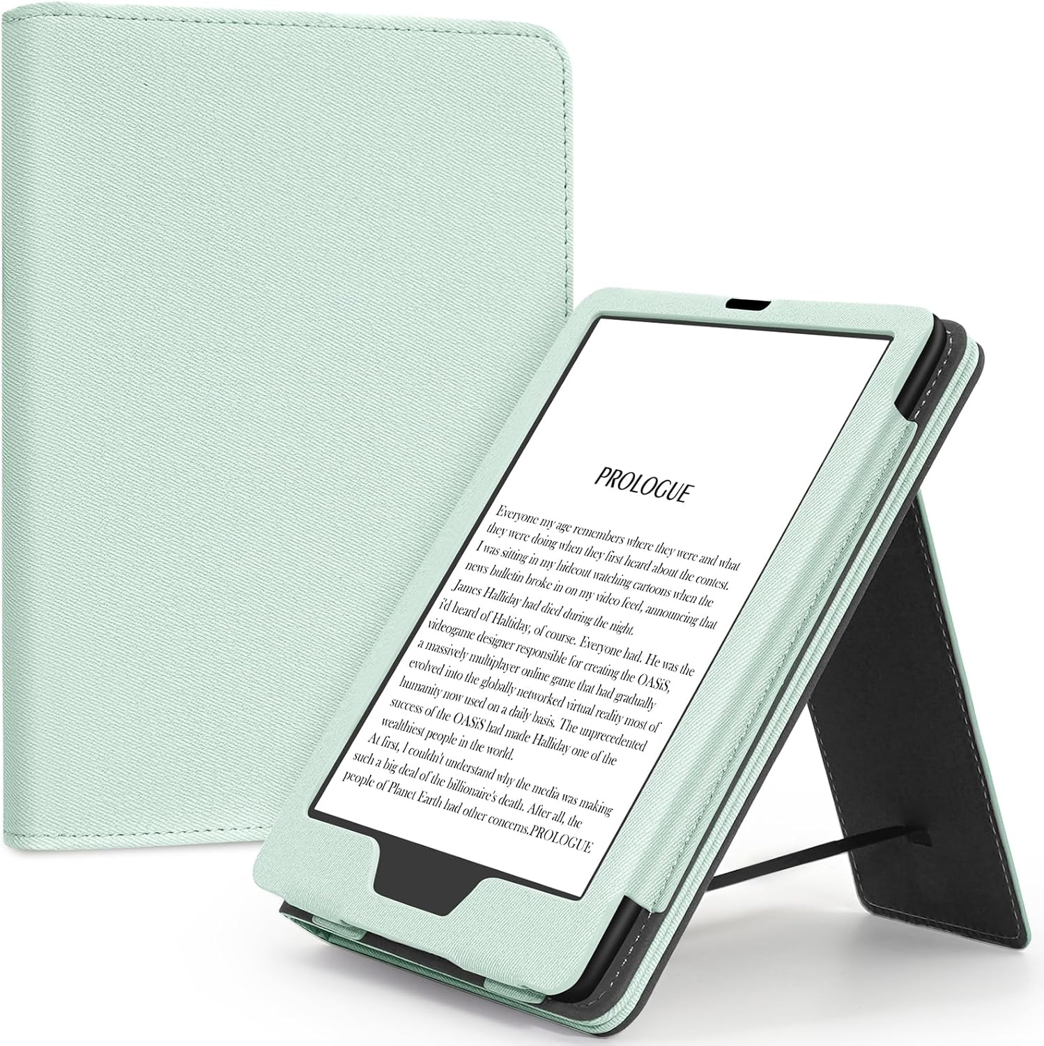 Slim Case for 7"/6.8" Kindle Paperwhite with Hand Strap(12Th/11Th Gen 2024/2021) and Kindle Colorsoft Signature Edition,Stand Cover and Card Slot,Premium PU Sleeve with Auto Wake/Sleep,Agave Green