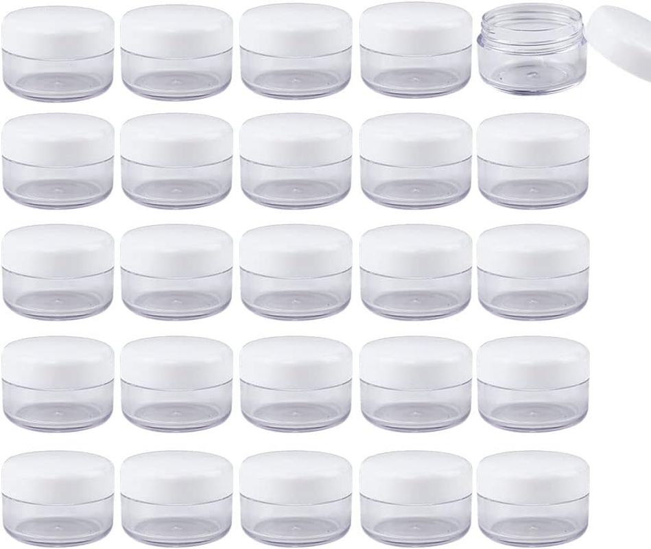 5G round Plastic Cream Bottle with White Caps Empty Refillable Cosmetic Container Jars for Cream Lotion Eye Shadow, Nails, Powder, Paint, Jewelry (50Pcs) image number 5