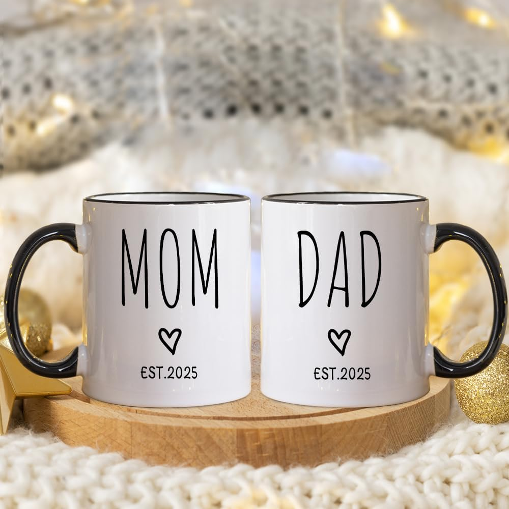 Fatbaby Pregnancy Gifts for New Parents Est 2025,Coffee Mug for Expecting Parents,First Time Parents Gifts for Couples,Baby Shower Gifts Coffee Mug for New Mom and Dad 11OZ Tea Cup image number 1