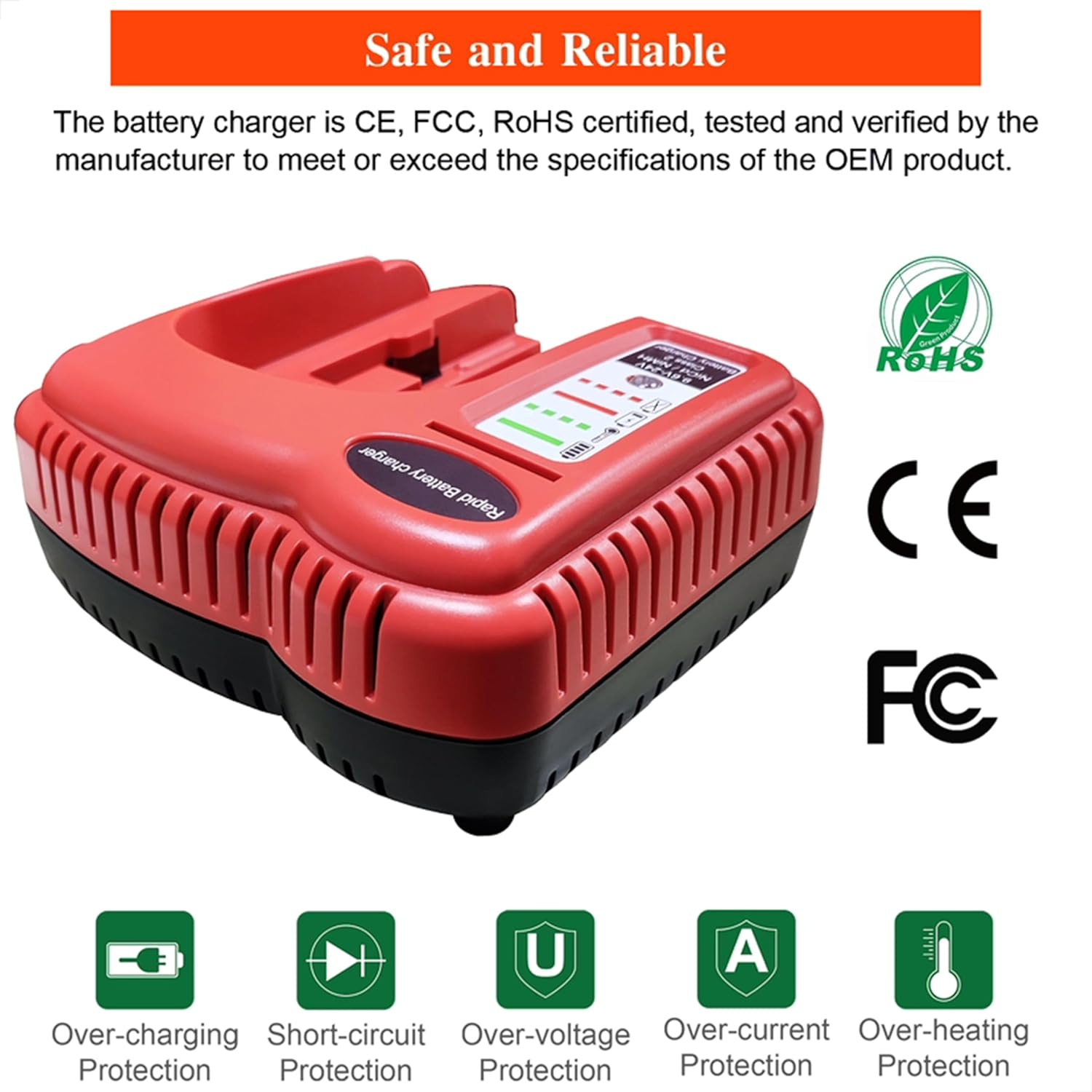 BDCCN24 Multi-Volt Battery Charger,Compatible with Black and Decker 18V 14.4V 12V 9.6V 24V Nicd Nimh Battery HPB18 HPB18-OPE HPB14 HPB12 HPB96 Hpb24,Ni-Mh-Ni-Cd Fast Charger image number 6