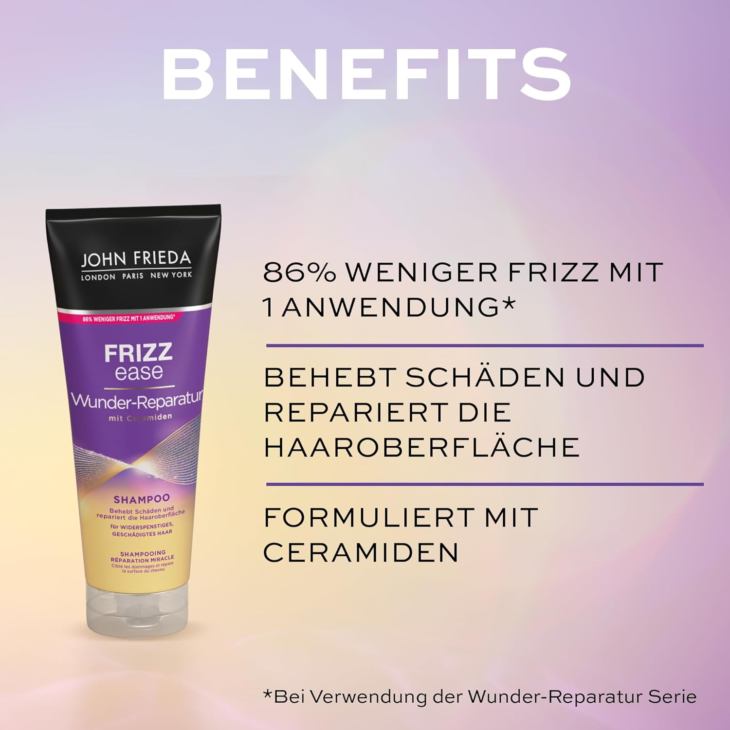 John Frieda Frizz Ease Wonder Repair Value Kit - Shampoo, Conditioner, Instant Care Spray and Megrhythm Eye Mask - Feel-Good Program for Home image number 4