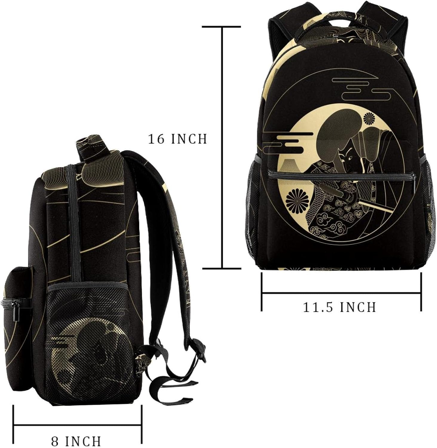 Japanese Traditional Samurai Art Backpack Students Shoulder Bags Travel Bag College School Tote Backpacks image number 2