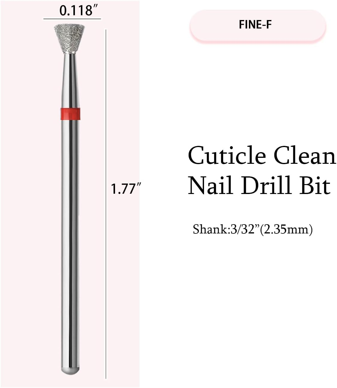 10Pcs Inverted Cone Cuticle Drill Bits, Carbide Diamond Nail Bits for Dead Skin Removal & Nail Shaping, 3/32'' Two Way Rotate, Professional Manicure Pedicure Salon Tools(3Mm Inverted Cone Bit, Fine-F) image number 4