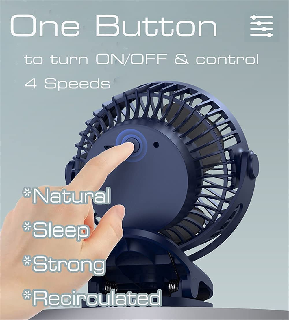 Portable Mini Clip on Fan, 10000Mah USB Rechargeable Battery Operated, Personal Small Desk Fan with 3 Speed & 270&deg; Rotate for Bedroom Home Room Stroller Table Camping image number 1