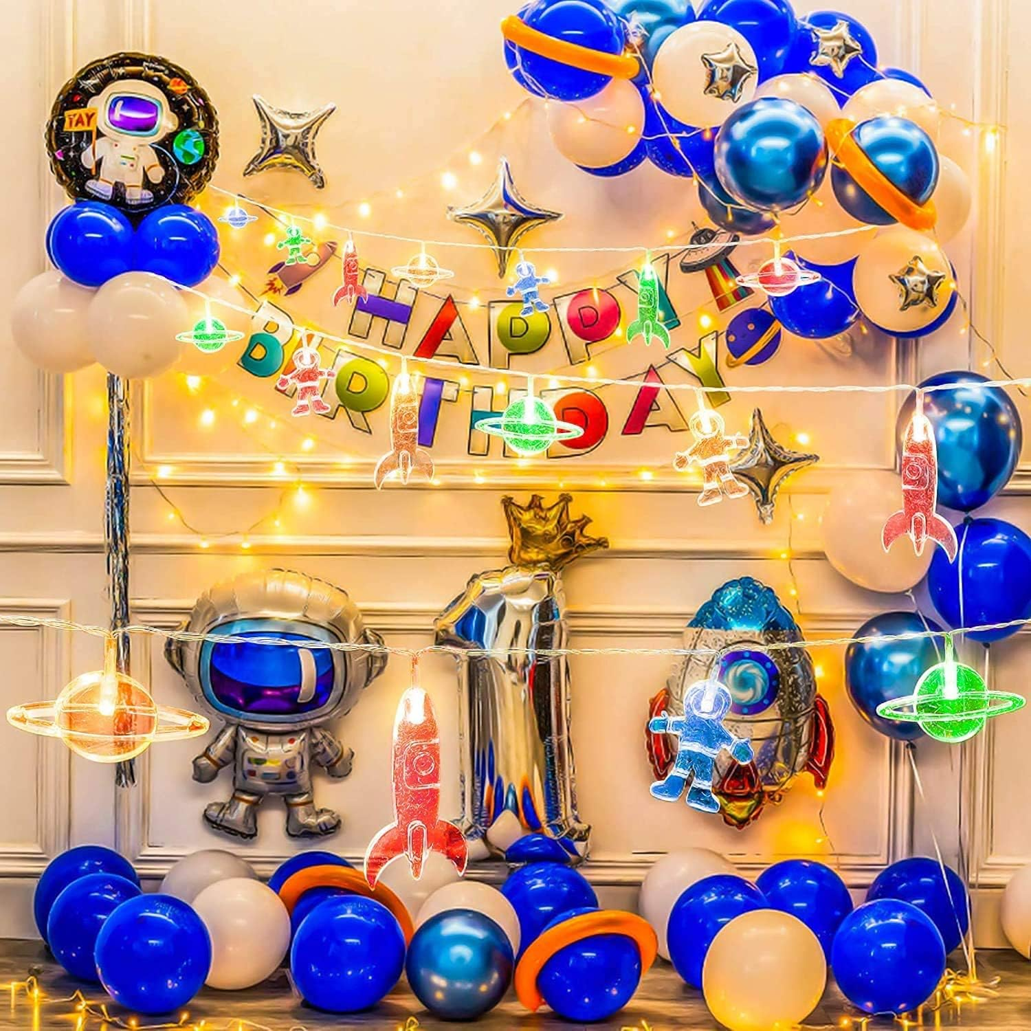 LELYOMALL Indoor Astronaut String Light, 20 LED Children'S Kids Room LED String Lights Battery Operated 3M Fairy Lights for Holiday Wall Window Tree Decorative Party Yard Garden Kids Bedroom Living Dorm image number 2