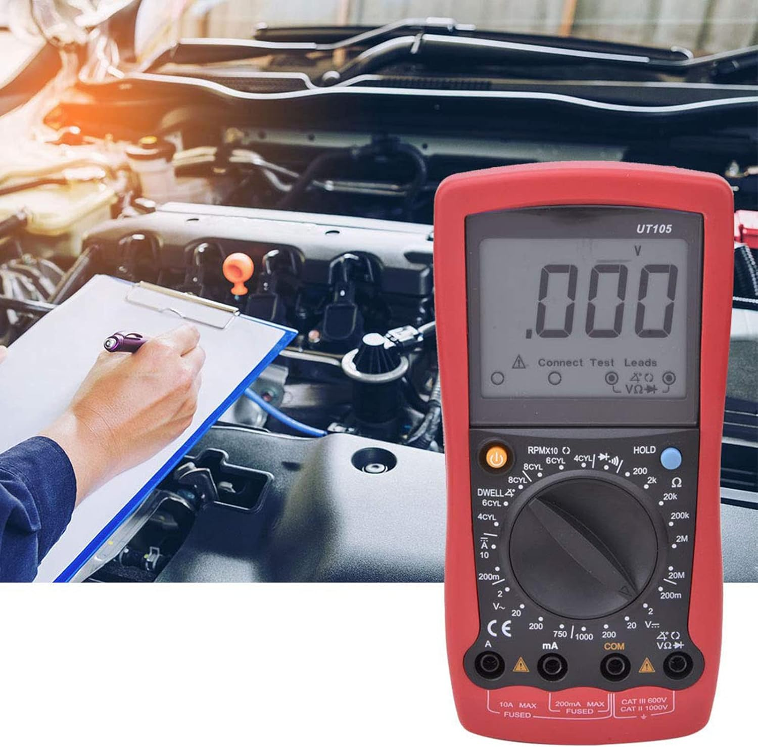 UT105 LCD Display Digital Multimeter Handheld Multimeters Voltage Current Resistance Test Tool for Car