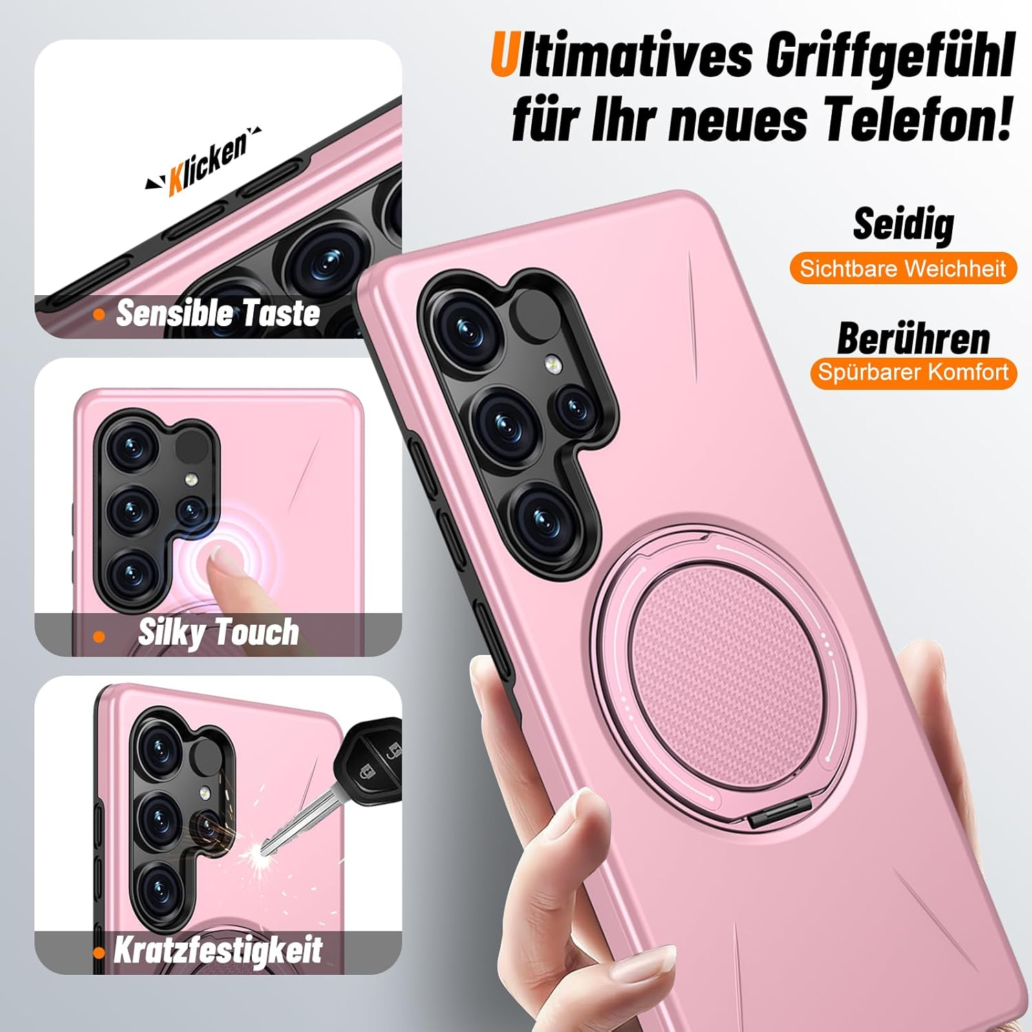 Vanki Case for Samsung Galaxy S25 Ultra Compatible with Mag-Safe Samsung S25 Ultra Mobile Phone Case Magnetic with 360 Degree Ring Stand S25U Protective Case Made of Flexible TPU and PC Double