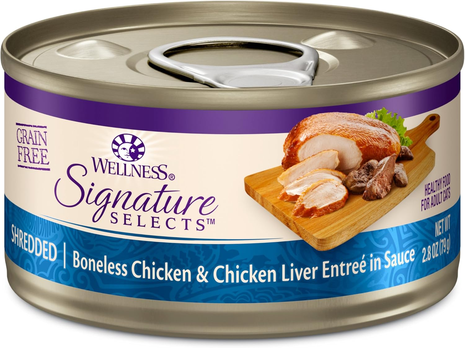 Wellness CORE Signature Selects Shredded Adult Wet Cat Food, Natural, Protein-Rich, Grain Free, 2.8 Ounce, 12 Pack (Chicken & Chicken Liver) image number 1
