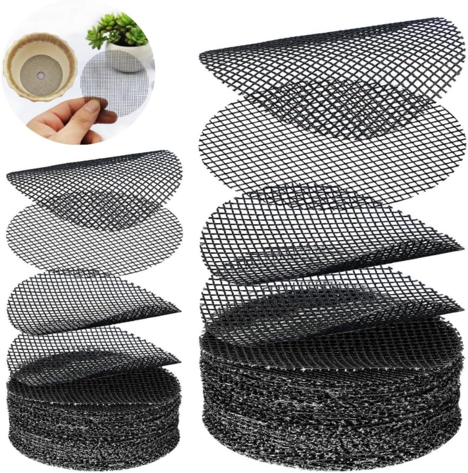 50Pcs Diameter 10Cm&100Pcs Diameter 5 Cm Flower Pot Hole Mesh Pad,Soft Bonsai Pots Bottom Grid Mat,Round Drainage Mesh Hole Screens,For Garden Planting,Plant Drainage Screens Gasket Prevent Soil Loss image number 3