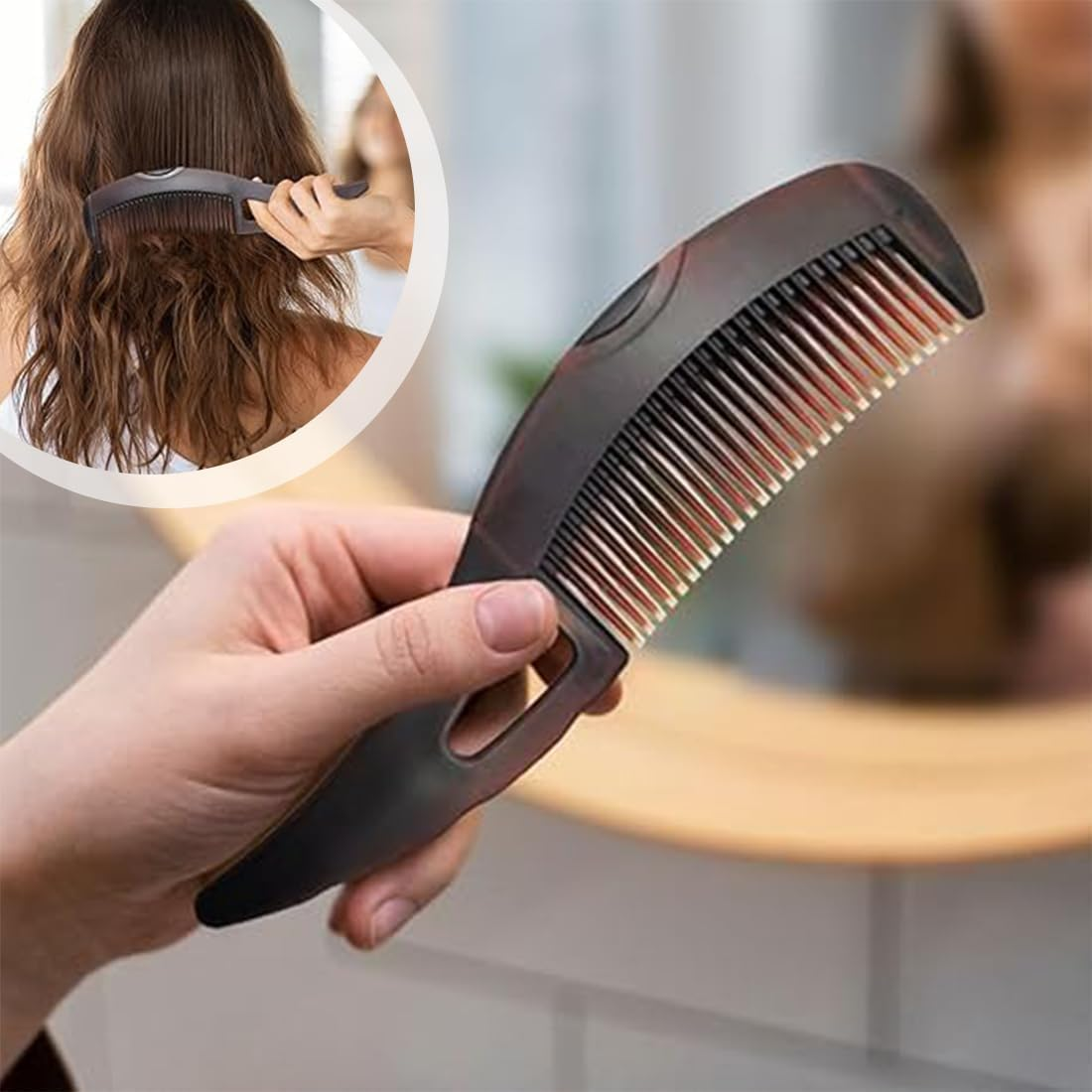 Dandruff Comb, Stainless Steel Fine Tooth Scalp Psoriasis & Lice Remover Comb, Detoxing Hairbrush for Scalp Massage - for Women, Men, and Kids image number 3
