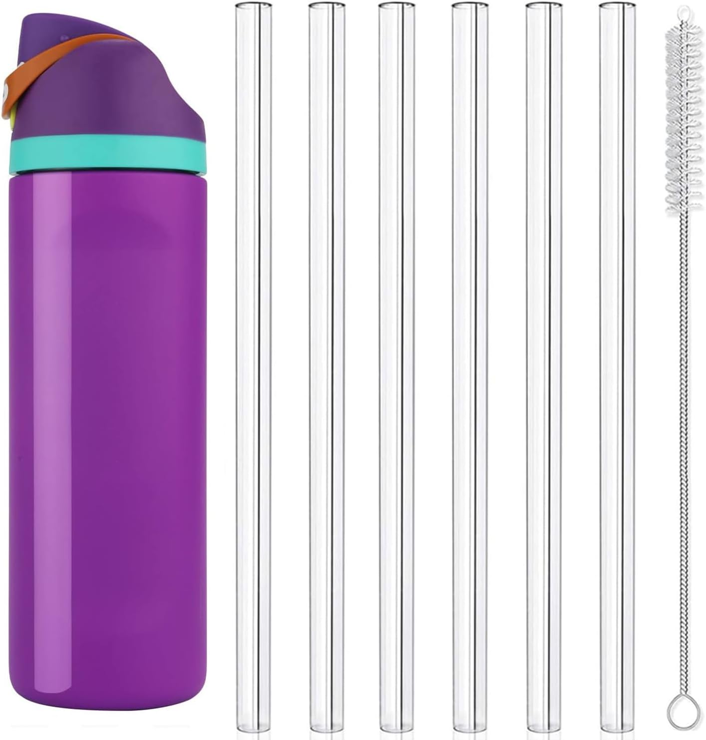 6 PCS Replacement Straws for Owala Freesip 32Oz Water Bottle,Reusable Plastic Straws with Cleaning Brush for Owala 24 Oz Plastic Straw Travel Sports Cup Accessories, Clear image number 3