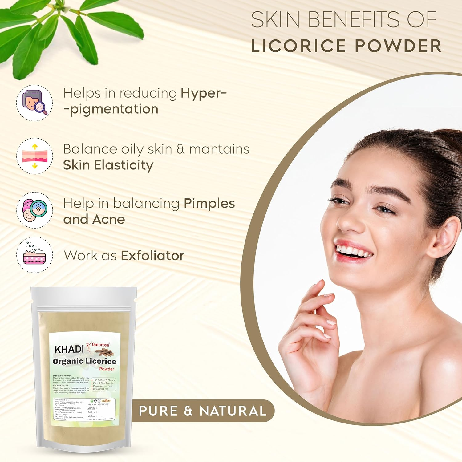 KHADI Omorose Licorice Mulethi Powder - 100G image number 1