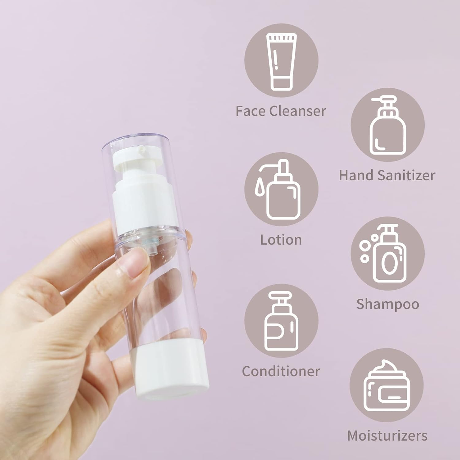 1 Oz 30Ml Clear Airless Cosmetic Cream Pump Bottle Travel Size Dispenser Refillable Containers/Foundation for Shampoo (Pack of 6) image number 3