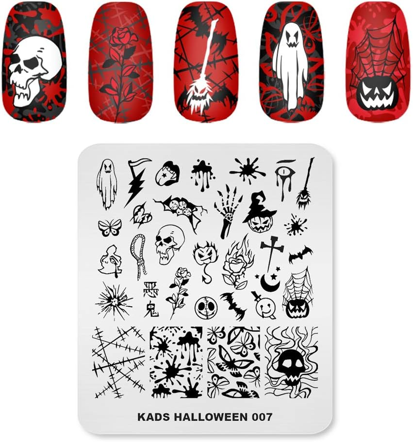 Alexnailart Nail Stamping Plate Christmas Halloween Nail Plates Manicure Templates Nail Art Printing Tool (Halloween 007)