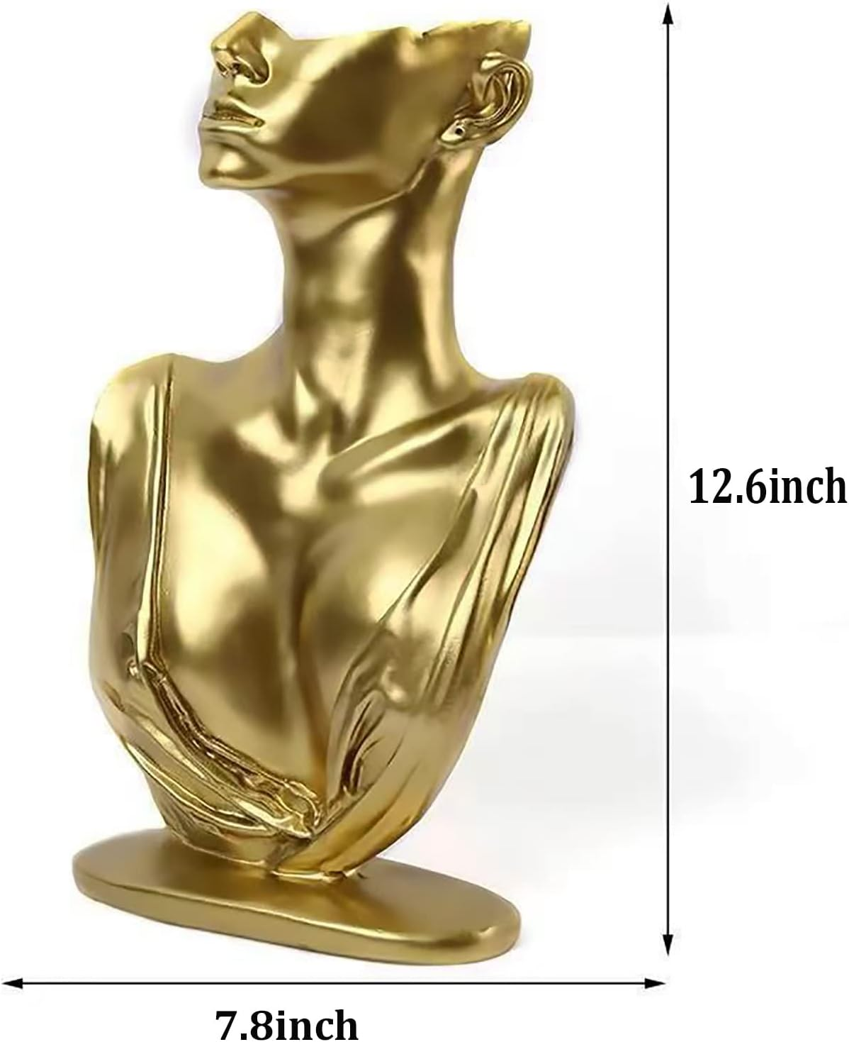 Papinimo Resin Jewelry Mannequin Bust Necklace Display Earring Pendant Chain Display Stand Model Holder for Shows Selling Home Decor, Gold Color