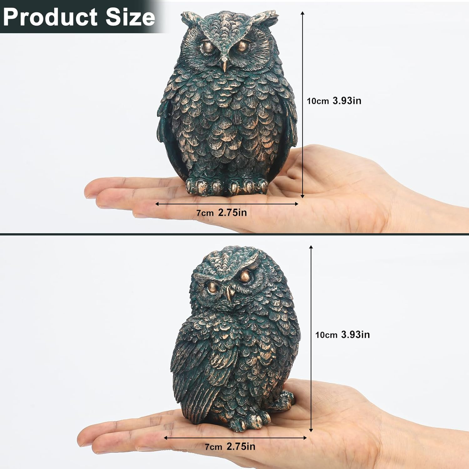 2 Pack Unique Owl Statues for Home and Outdoor Garden Decoration, Living Room Vintage Resin Owl Figurines, Knick Knacks for Shelves, Women Gift image number 1