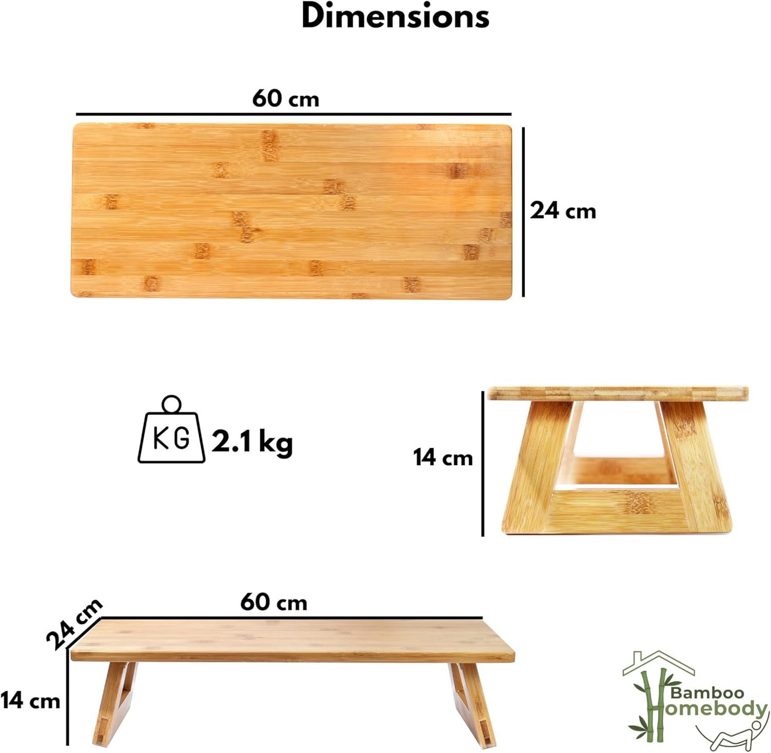Monitor Stand, Monitor Riser with Storage for Computer Desk, Desktop Organizer Stand for Computer, Laptop, Printer, Bamboo (Medium 60 Cm) image number 5