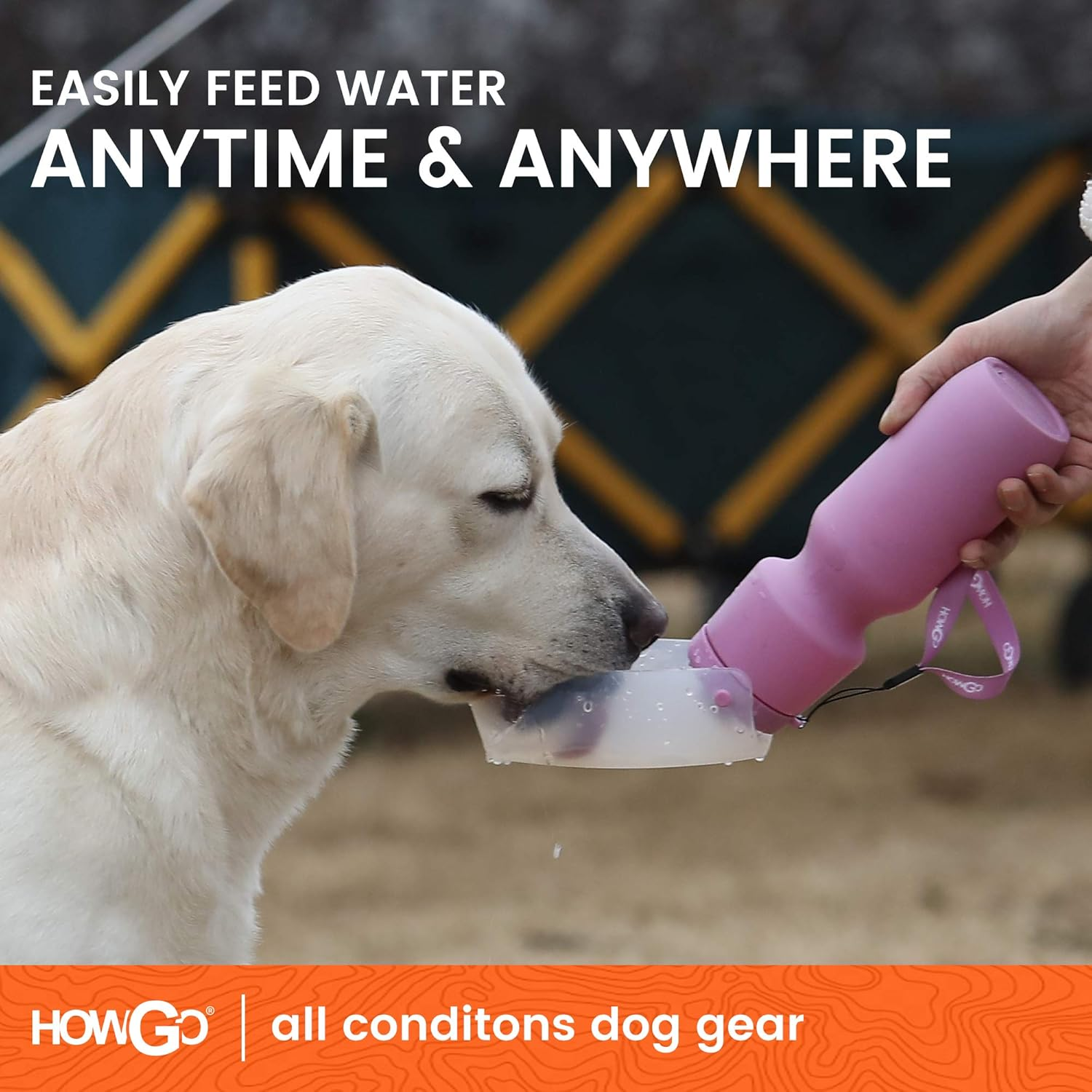 HOWGO Large Dog Water Bottle，Super Light-Weight, Portable, Food Grade Silicone&Plastic Dog Water Bottle for Walking, Hiking, Running, Travel Dog Water Bottle, Easy to Use,Water for Dogs (Purple)