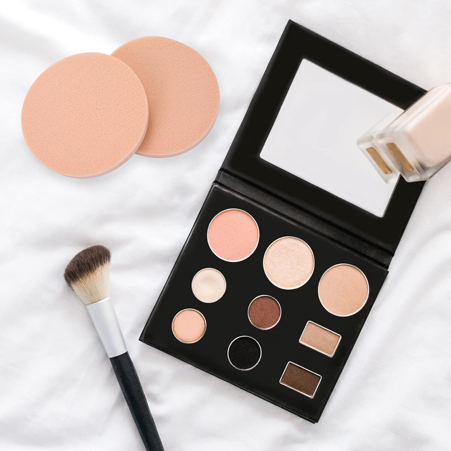 Molain round Sponge Puff Set,12 Pcs 2.2 Inch Facial Powder Puffs Foam Sponges for Liquid Foundation Makeup , Facial Cleansing