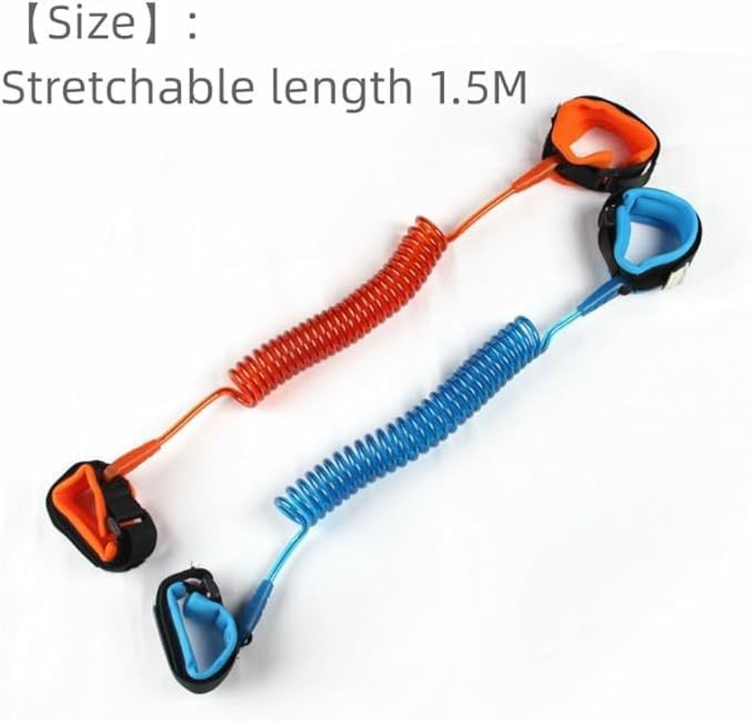 Fabselection 2 Pcs Anti-Loss Wrist Belt, 1.5 M Safety Anti-Lost Walking Hand Strap, 360&deg; Rotating Elastic Safety Wire Rope, Removable Bracelet with Safety Lock (Orange) image number 3