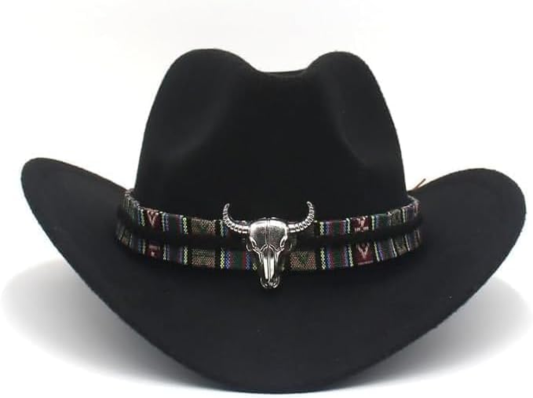 Wide Brim Men and Woman'S Western Outback Cowboy Hat with Metal Bull Head Khaki image number 5