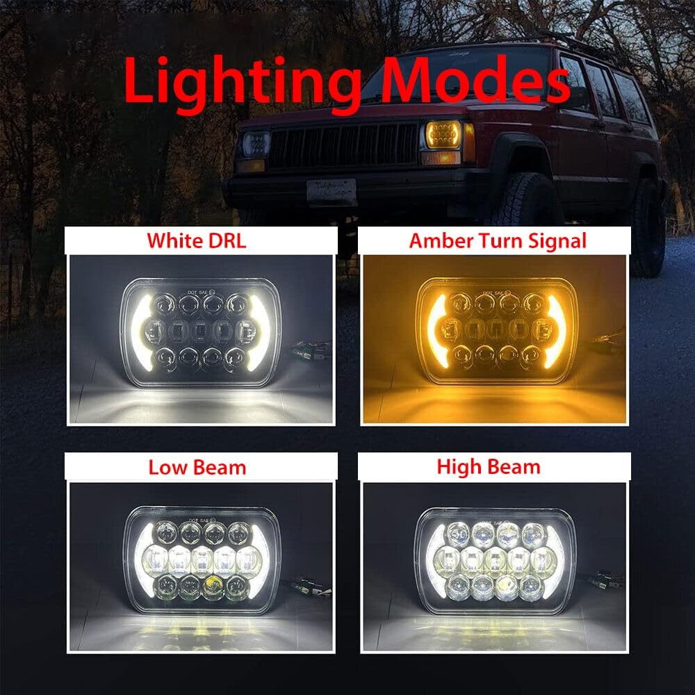 Yanchaofeiauto 105W 7X6'' 5X7Inch Led Headlights Replacement for Tacoma Hilux Pickup Hiace Chevy S10 Blazer Express Cargo Van 1500-3500 Ram F250 E350 Wrangler YJ Cherokee XJ