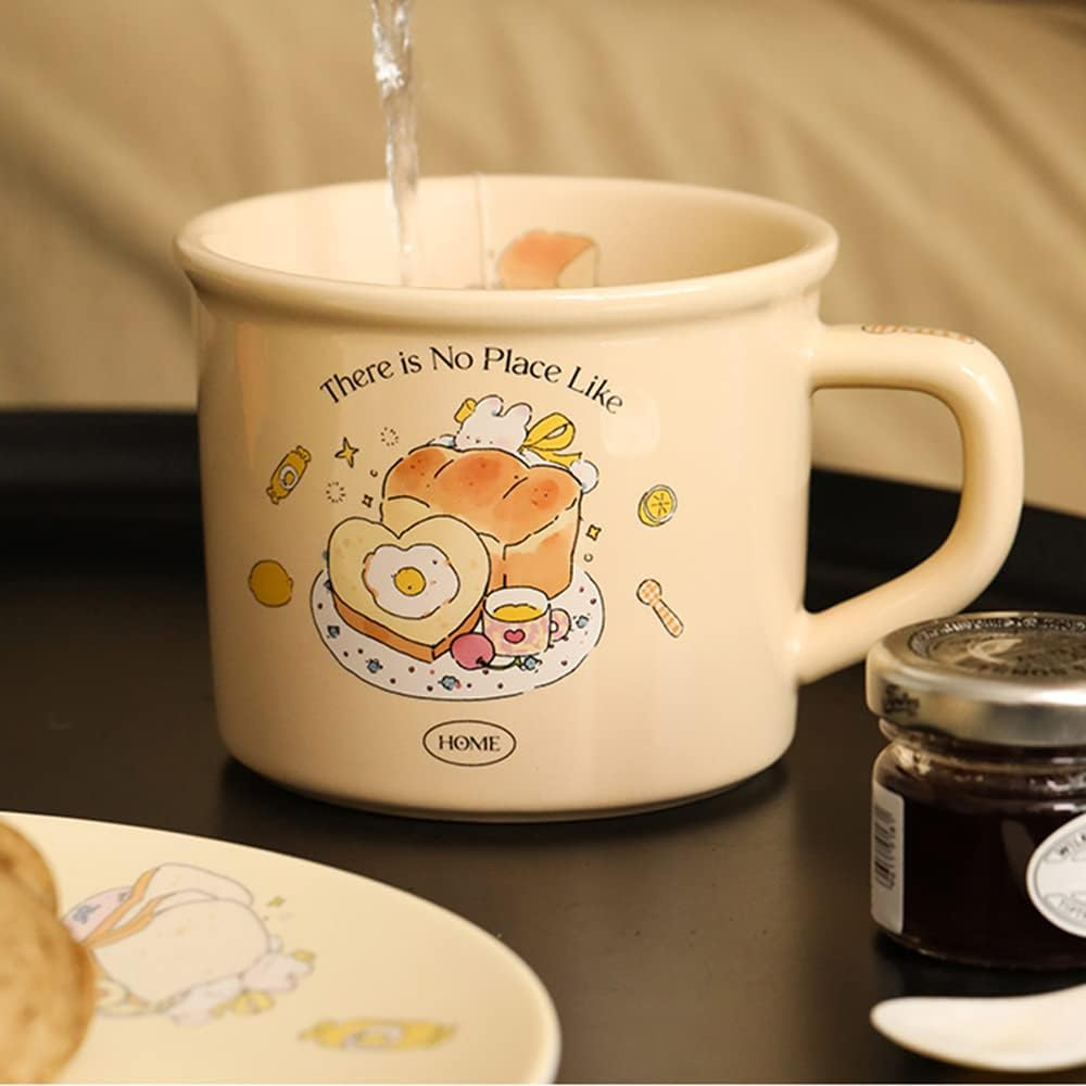 Cute Morning Coffee Mug 380Ml/12Oz Kawaii Bunny and Toast Bagel Household Ceramics Latte Milk Tea Cup for Boys Girls Kids Daughter Son Home Family (Toast) image number 6