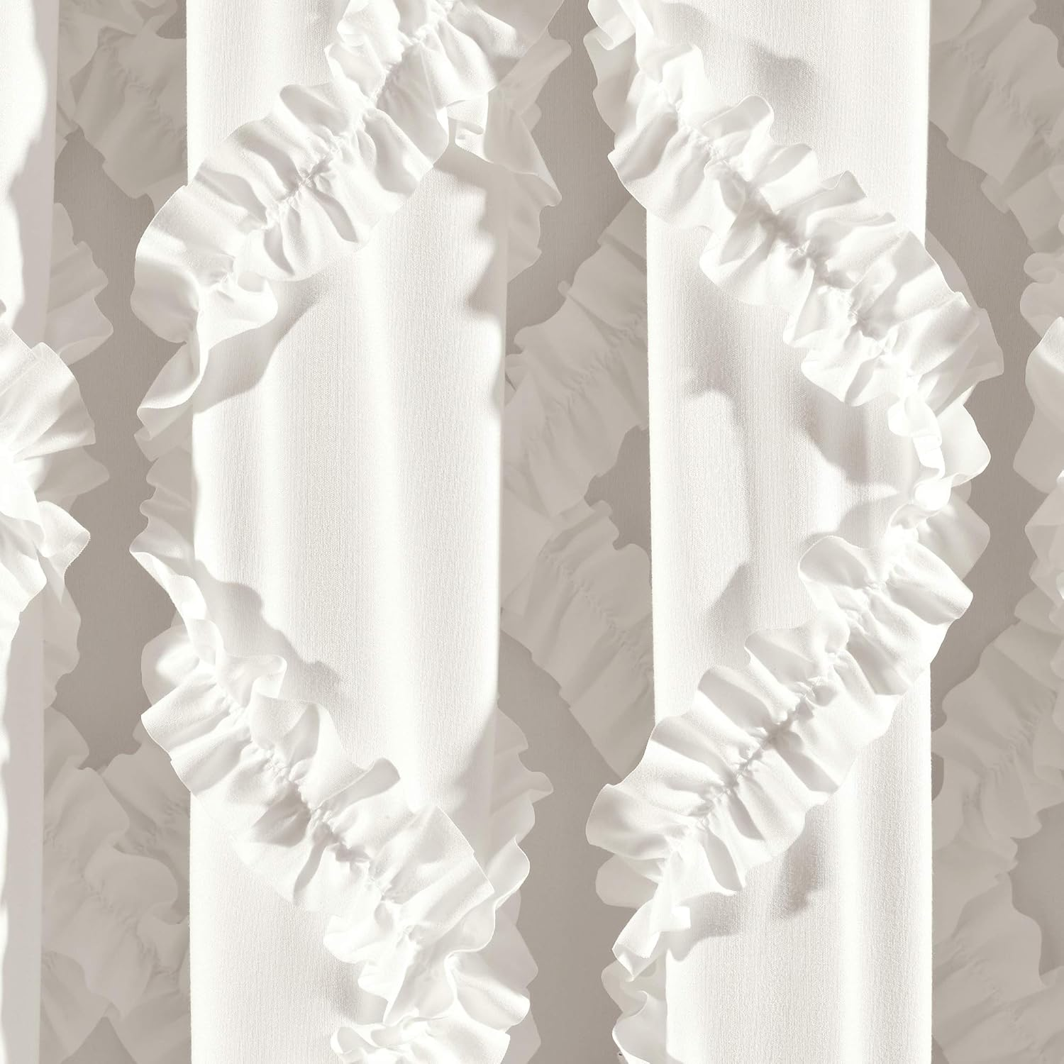Lush Decor Ruffle Diamond Window Curtain Panel Pair, 63 in X 54 In, White image number 2