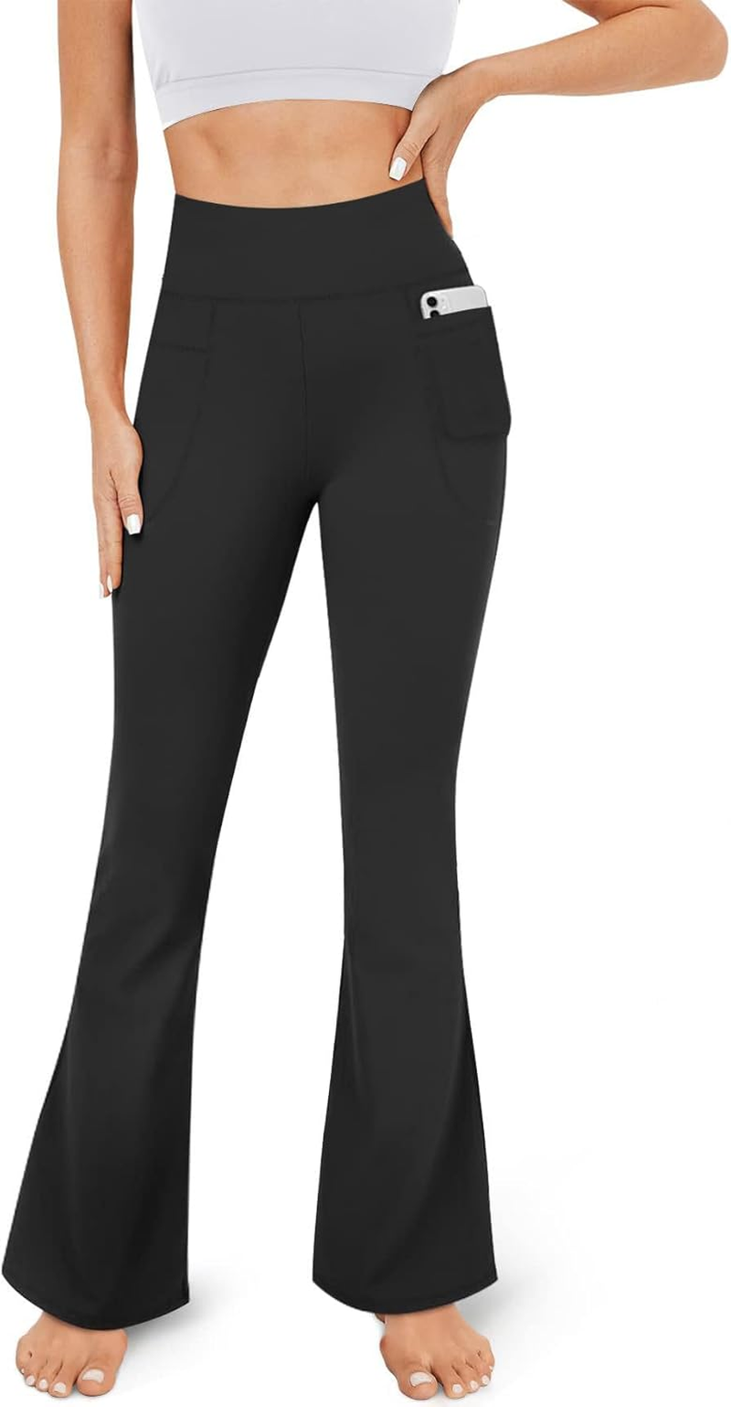 M2M STYLE High Waist Flare Yoga Pants for Women - Bootcut Workout Leggings with Pockets, Tummy Control, Non-See-Through, Stretchy & Squat Proof image number 2