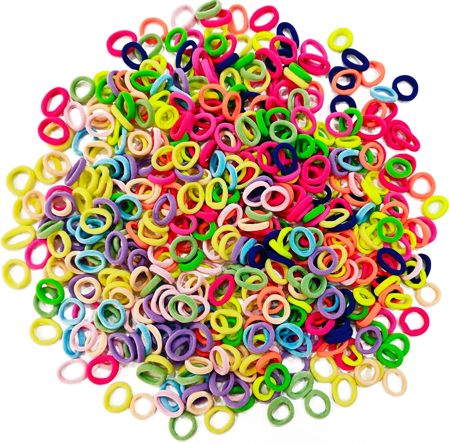 500Pcs Baby Hair Ties, NIANAN Candy Color Hair Rubber Bands 16 Colors Elastic Ponytail Holder Soft Cotton Seamless Hair Ties Colorful Small Hair Accessories for Kids, Newborn Girls, Toddler