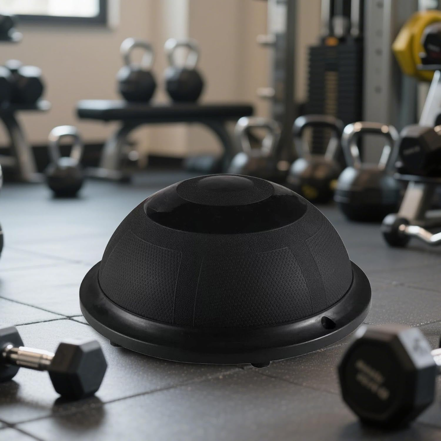 Oshhni Balance Ball Half Exercise Ball anti Slip Balance Training with Resistance Bands and Pump for Full Body Workouts - Black image number 5