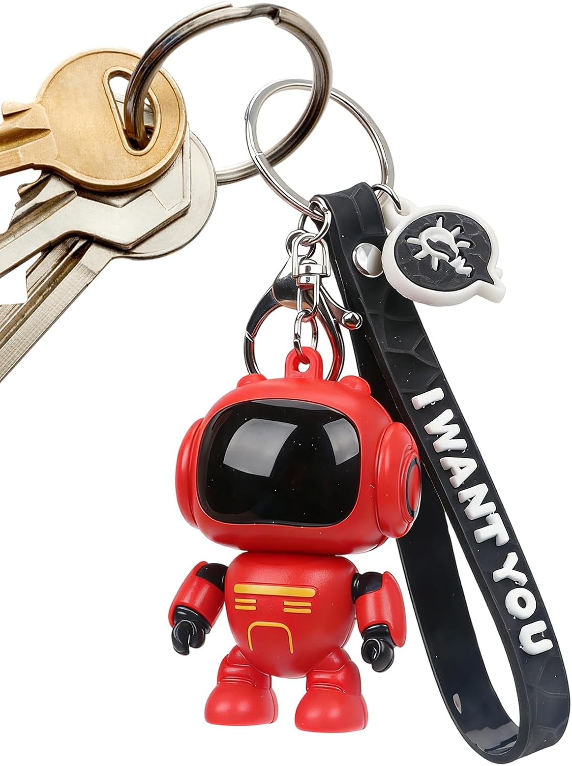 Bag Keychain - Joint Movable Robot Keyring - Glowing Eyes Design Keychains for Backpacks - for Women Men Bag Schoolbag Handbag Home Car Travel