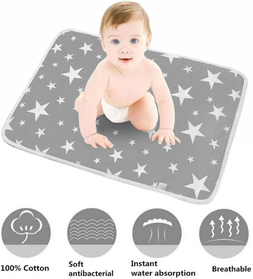 Iziv Changing Pad, Portable Waterproof Changing Diaper Mat (30"X23"), Multi-Purpose Reusable Change Pad Travel Sheet for Baby Stroller, Crib, Mattress Pad Cover for Boys Girls - Color-14 image number 5
