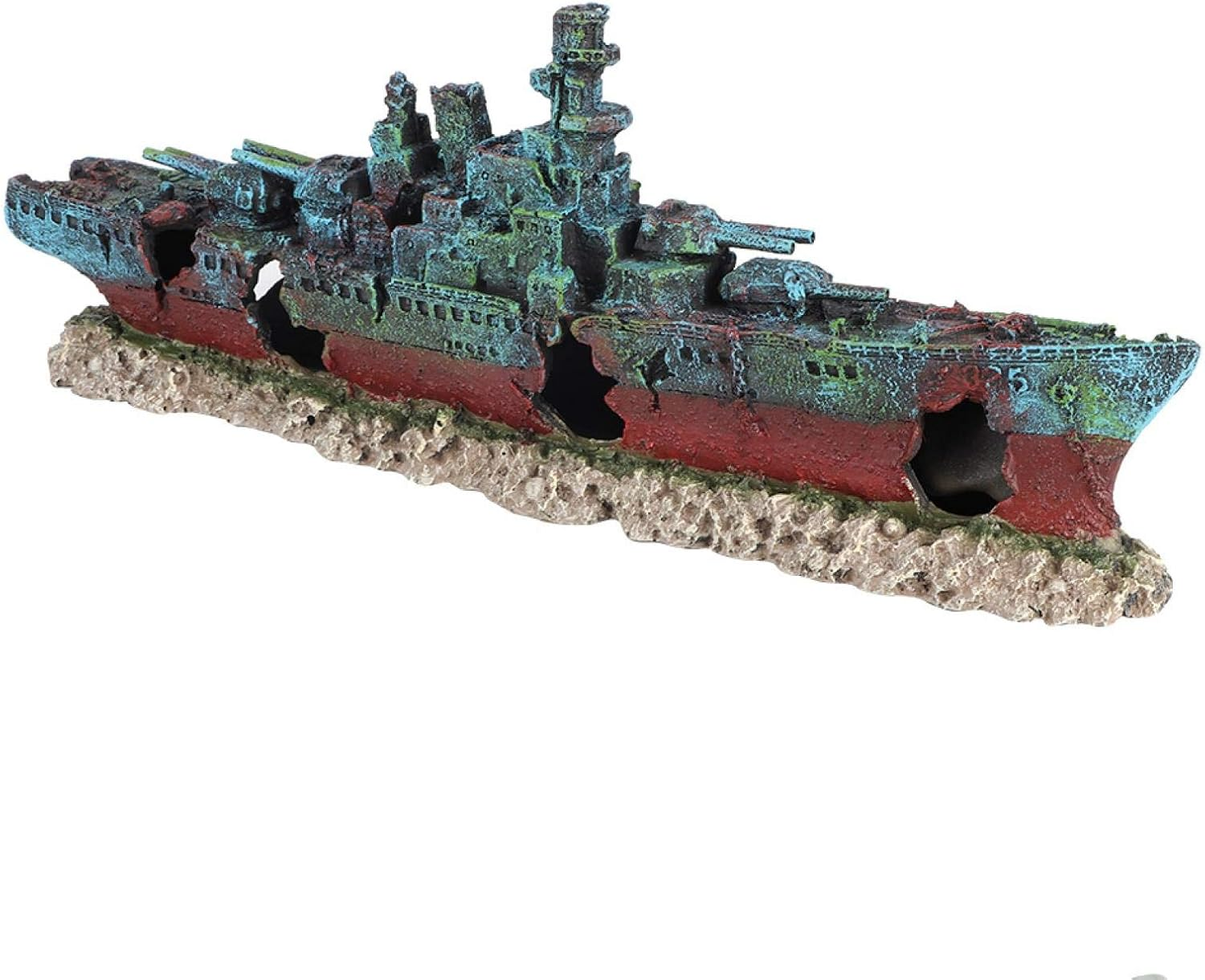 EVTSCAN Fish Tank Resin Wreck Boat Sunk Battleship Simulation War Ship Aquarium Ornament Cave Decoration image number 2