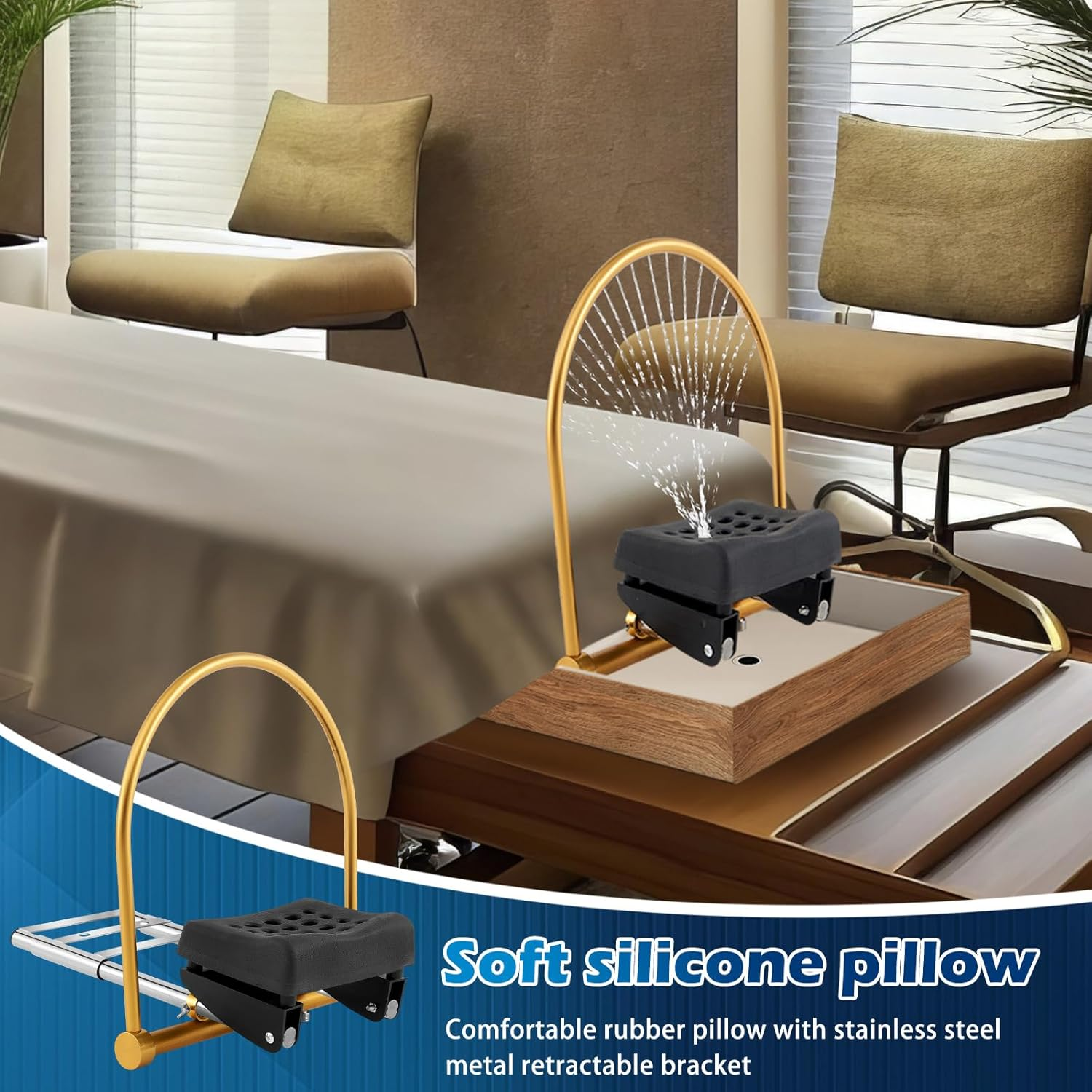 Colingmill Water Circulation Frame with Pillow Head Spa Equipment Frame Water Circulation Rack Shampoo Bed Accessories for Hair Treatment Fumigation Salon Barber Shop image number 1