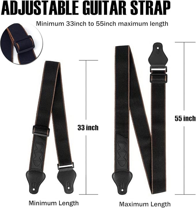 ROTOPATA Guitar Strap with Pick Holders, 2 Buttons 2 Locks 3 Guitar Picks, Cotton Strap with Leather Ends, Length Adjustable image number 5