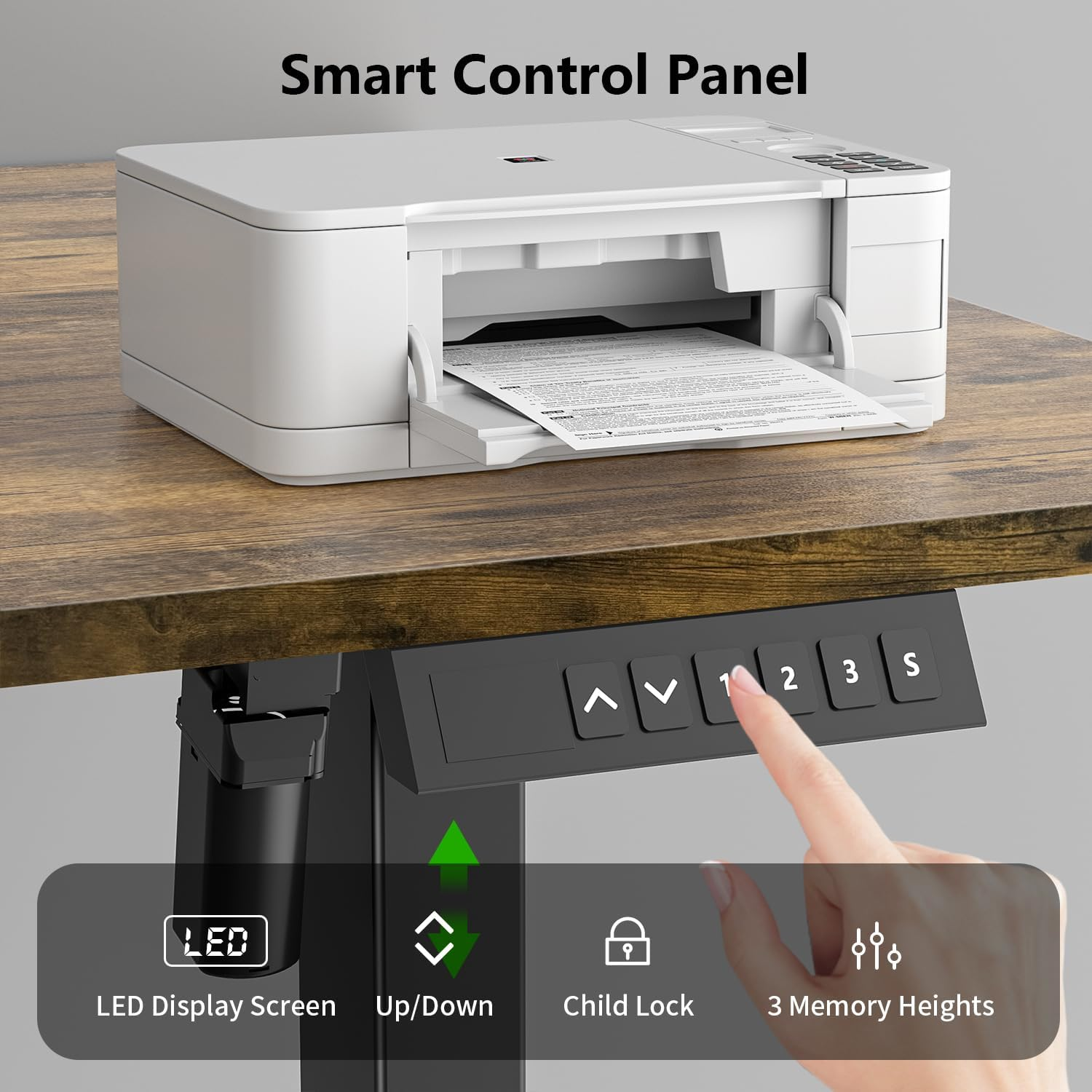 Yildue Electric Standing Desk 120/140Cm,Height Adjustable Standing Compute Desk with Splice Board,3 Memory Height Settings Ergonomic Home Office Desk(Rustic Brown) (140X60CM) image number 2