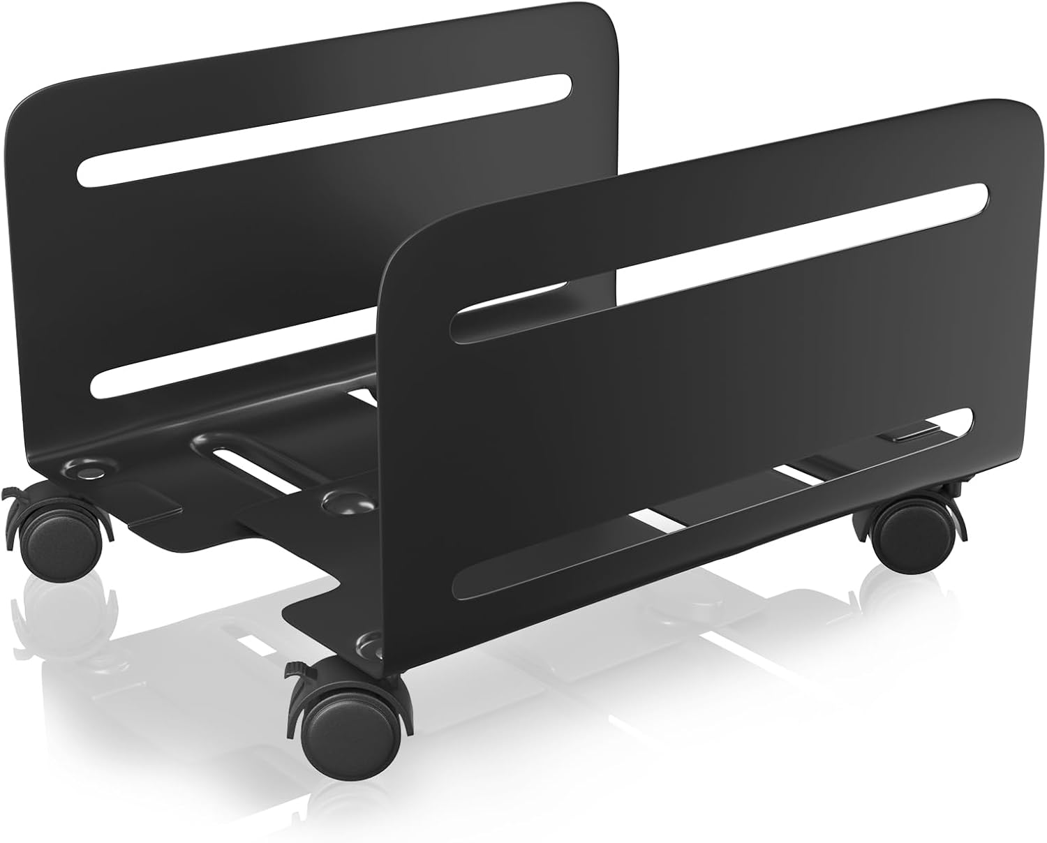 AGPTEK Adjustable and Lockable CPU Stand, Computer Tower Stand Adjustable Width from 12Cm to 20.8Cm with 2 Locking Wheels and 2 Caster Wheels, UPC Steel Rolling Stand Computer Stand for Desktop Tower image number 5