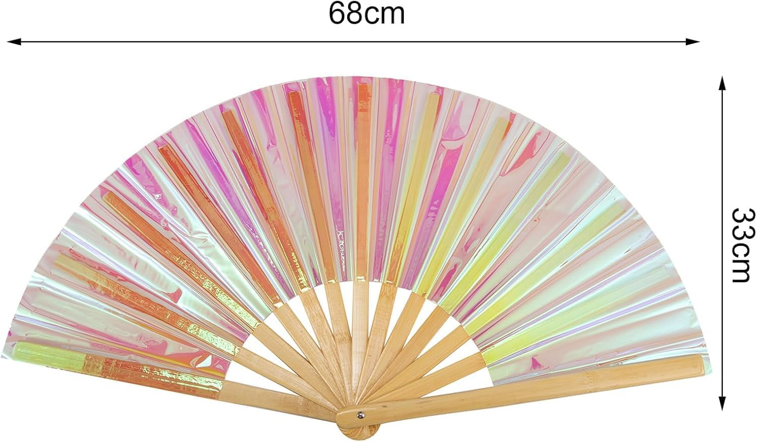 Large Folding Hand Rave Fan,Clack Handheld Fan for Party,Festival Bamboo Hand Fan Large Folding Fan with Bright Color (Style 1, One Size)