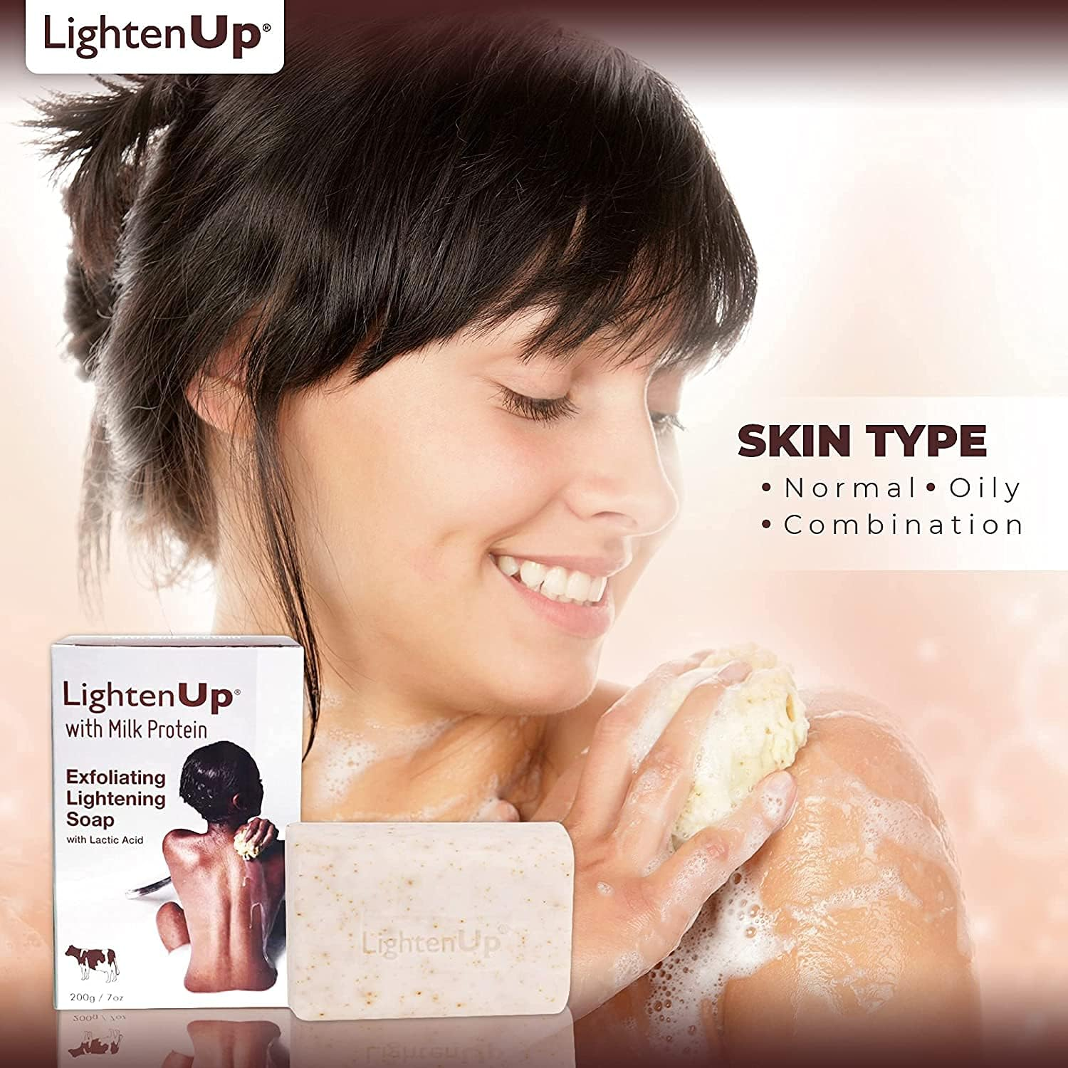 Lightenup, Lactic Acid Exfoliating Soap | 7.7 Oz / 200 G | Brightening Bar, AHA Soaps, Fade Dark Spots On: Knees, Body, Armpits | with Shea Butter, Apricot, Milk Protein image number 5