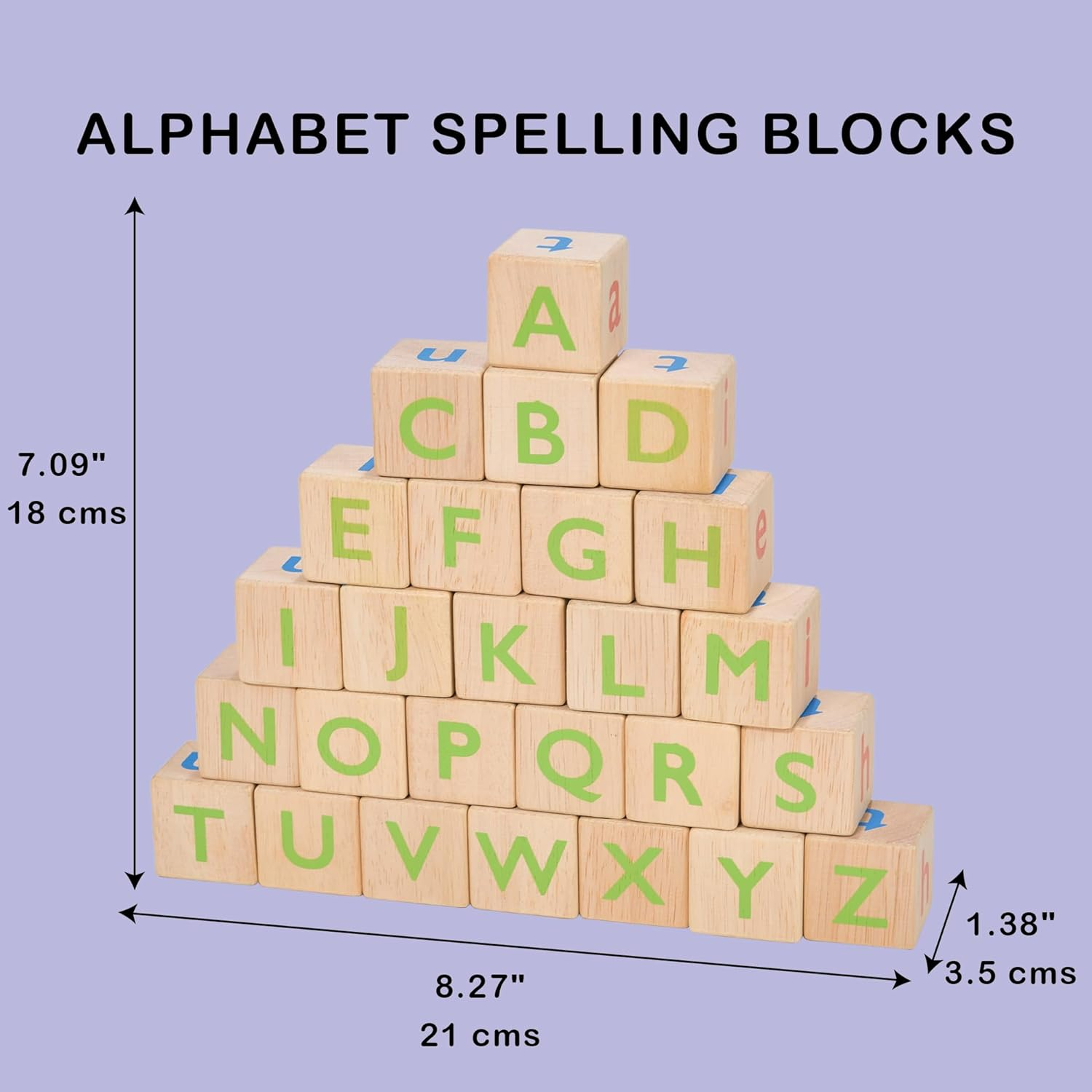 Mentari Toys - Alphabet Spelling Blocks - Wooden Block Letters Come with Drawstring Bag for Easy Storage - Age 3+ Year Old image number 4