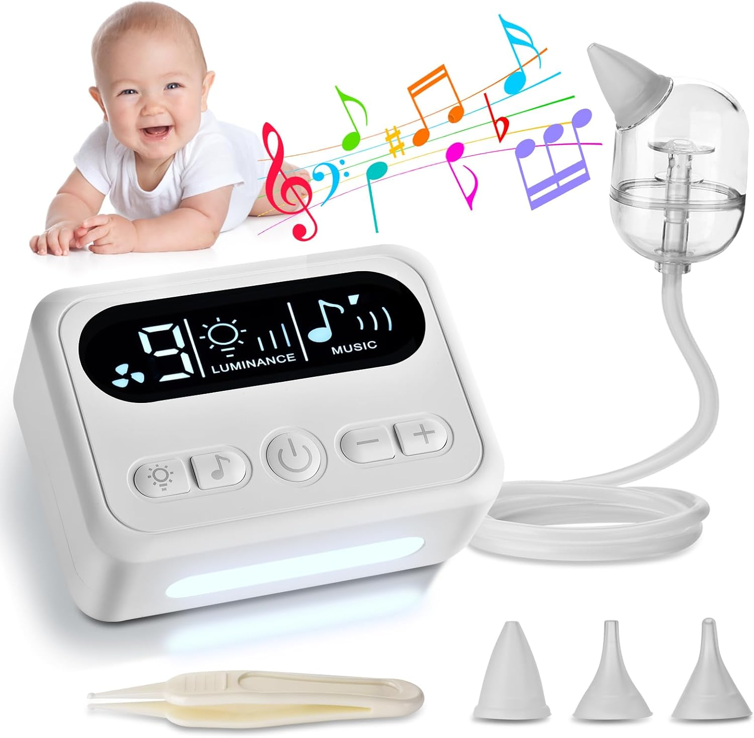Nasal Aspirator for Baby, Rechargeable Electric Aspirator Hospital Grade Snot Removal with Music and Night Light, Large Flow and Strong Suction for Infants, Babies, Toddlers from 0 to 12 Year Old (Split Type) image number 6