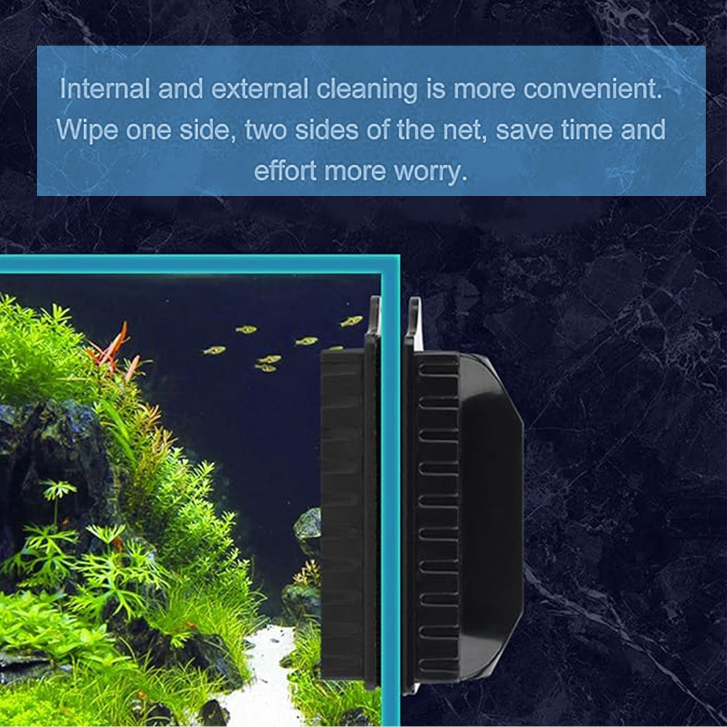 Roczential Magnetic Aquarium Scraper Aquarium Glass Cleaner, Double Sided Gravel Vacuum Magnetic Fish Tank Cleaner, Comfortable Handle Safe Floating Magnetic Algae Scraper for Aquariums Fish Tank (S) image number 6