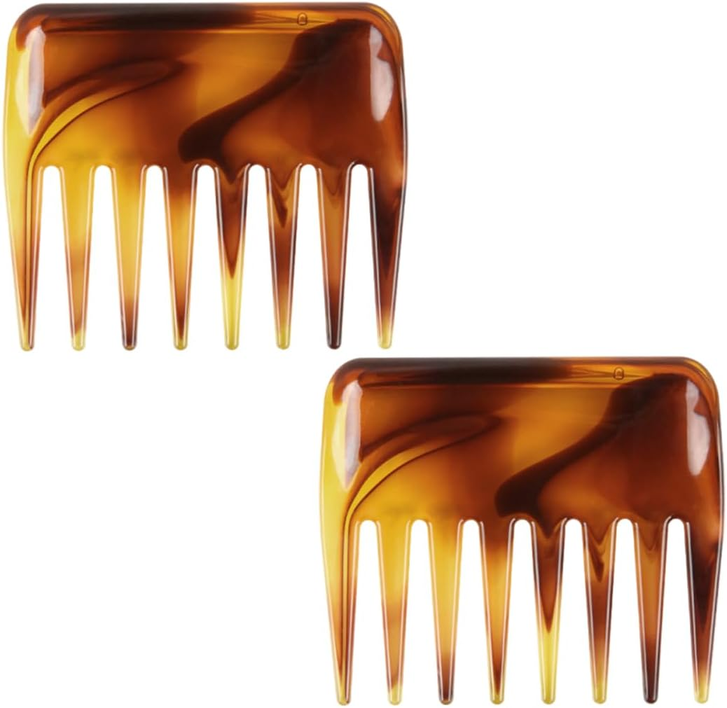 Pack of 2 Wide Comb Antistatic Retro Wide Tooth Hair Comb for Various Types of Hair Hair Comb image number 1