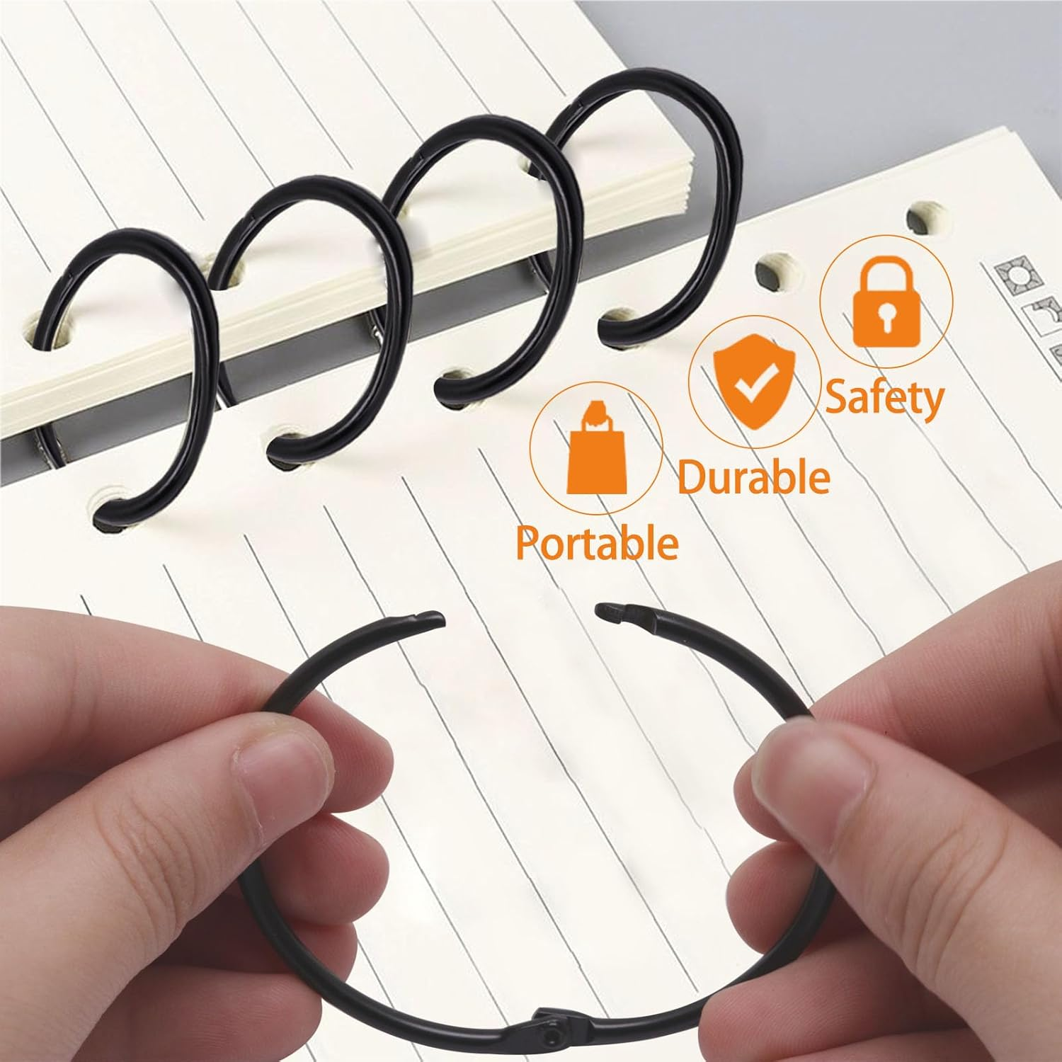 Binder Rings 30Pc, Book Rings 2 Inch, Flash Card Rings Large Index Card Ring Loose Leaf Binder Rings Black Ring Clips Metal Rings for Index Cards Rings for Paper image number 4