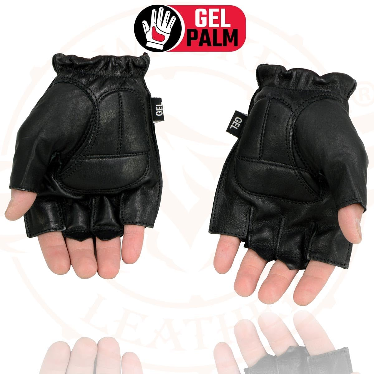 Shaf International Men'S Leather Fingerless Glove (Black, Medium) image number 1