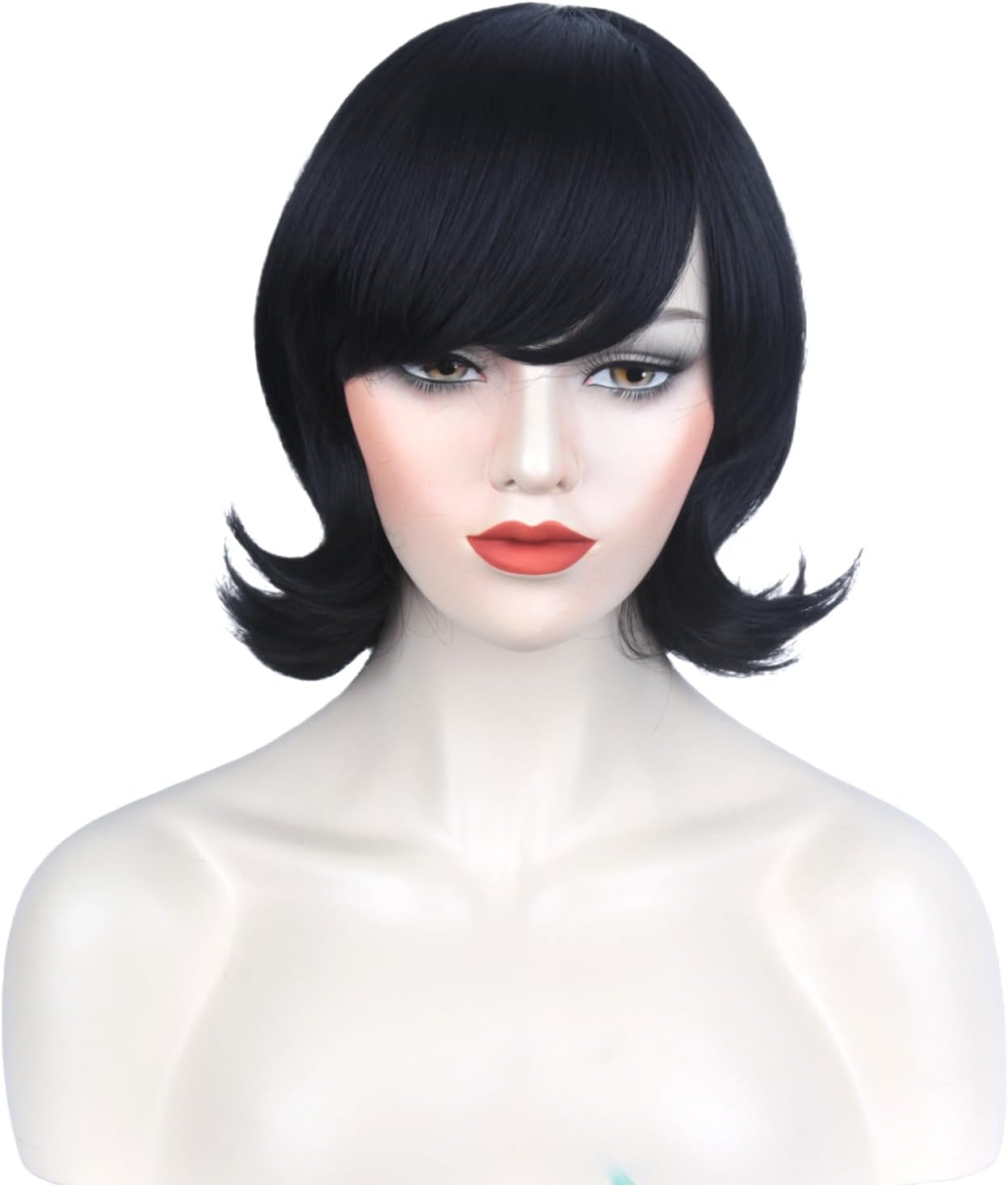 Purple Short Bob Straight Wig Women'S 14-Inch Shoulder Length Wig Heat Synthetic Fiber Middle Part Hair for Halloween Costumes Party