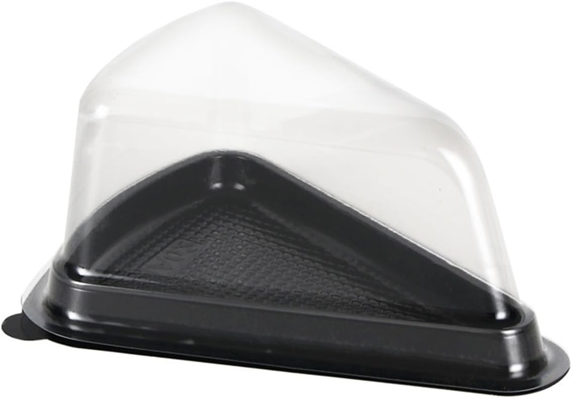 AIMALL 100Pcs Black or Gold Triangle Cake Boxes Dessert Packaging with Non-Slip Bottom and Secure Buckle for Mousse, Lasagna, and Baking Storage