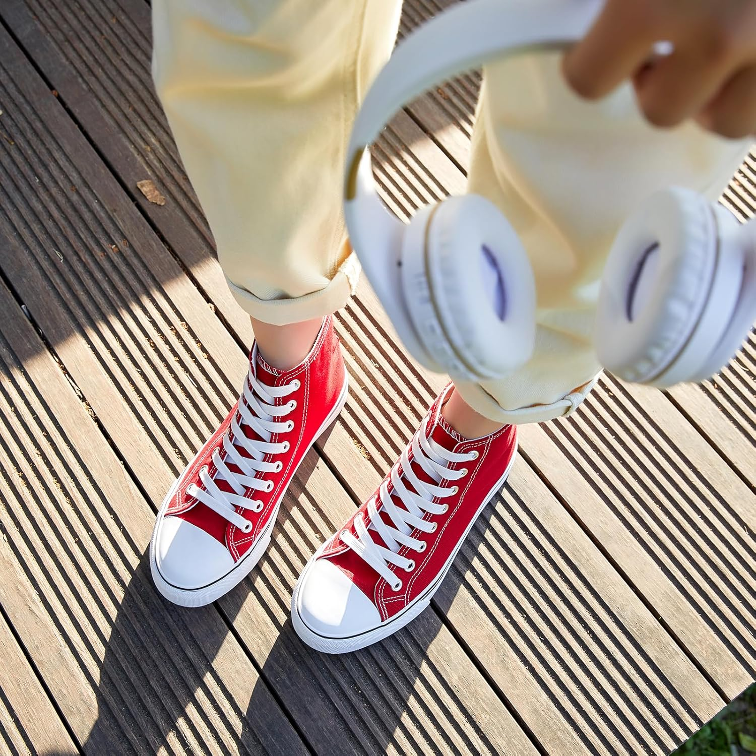 ZGR Womens High Top Canvas Sneakers,Lace-Up Canvas Shoes,Casual Tennis Walking Shoes image number 6